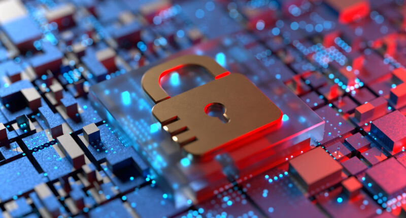 Illustration of a lock on a motherboard