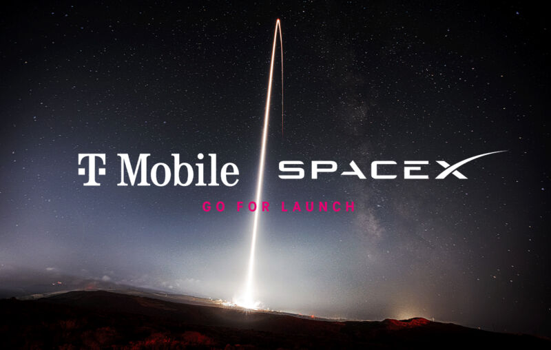 Promotional image illustrating a satellite launch for the T-Mobile/Starlink partnership