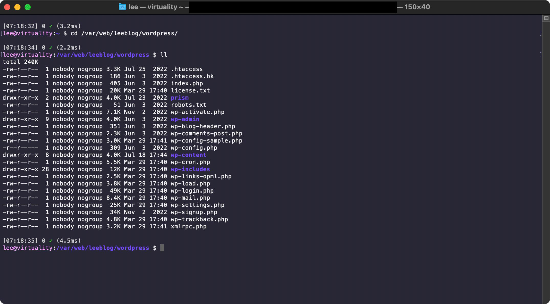If you've seen one WordPress root directory, you've seen 'em all.